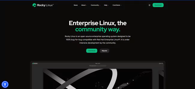 Rocky Linux offical website image